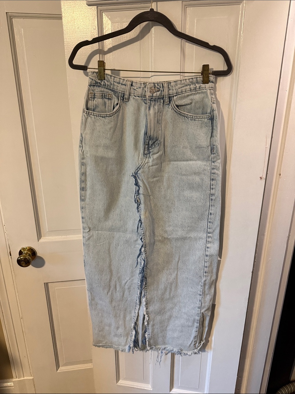 Zara Light Wash Denim Maxi Skirt